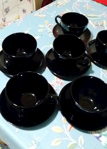 Siyah Seramik 6'lı Kahve Fincanı Seti - Görsel 2