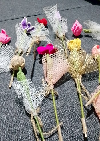 Renkli Bohem El Yapımı Çiçek Kalemler - Görsel 2