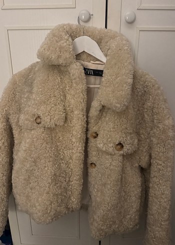 s Beden ten rengi Renk Bej Peluş Kadın Midi Ceket