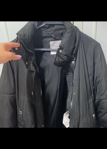 s Beden Siyah Street Wear Kadın Mont