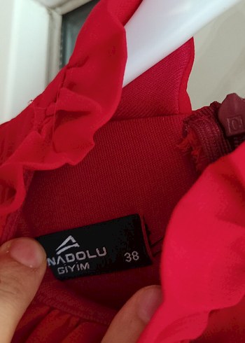 Drapeli Kırmızı Uzun Kollu Kadın Abiye - Görsel 5