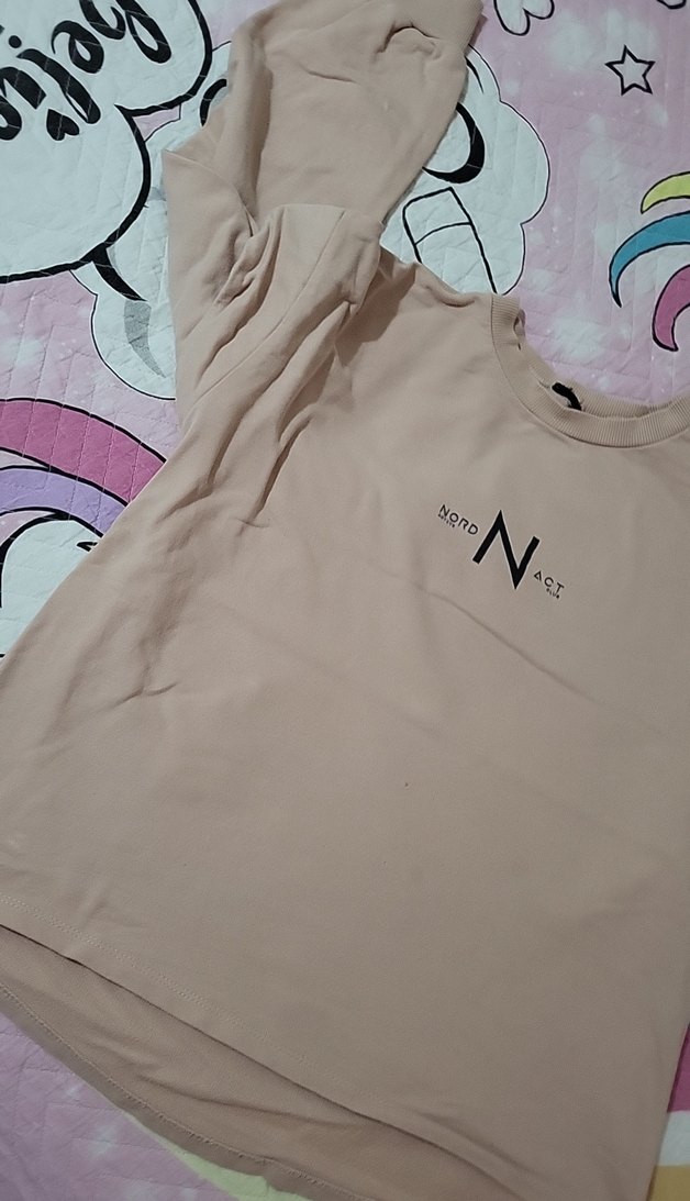 Bej Pamuklu Uzun Kollu Kız Tişörtü - Görsel 3