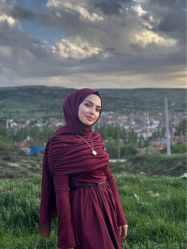 m Beden bordo Renk Elbise