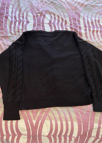 Kahverengi Örgü V Yakalı Midi Hırka - Görsel 2