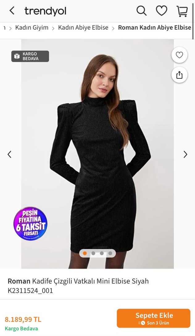 Roman şık davet elbisesi
Siyah Yüksek Yakalı Uzun Kollu Elbise - Görsel 2