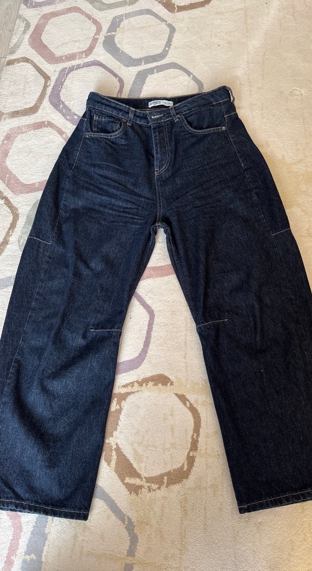 Koyu Mavi Midi Boy Regular Fit Kadın Jean - Görsel 3