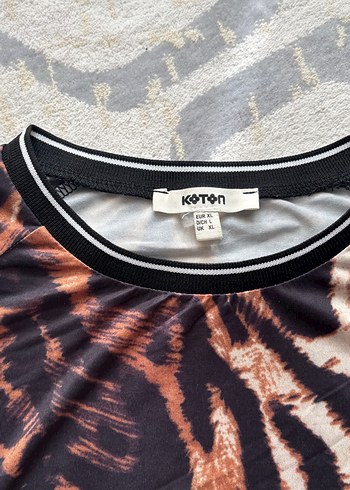 Kahverengi Desenli Kadın Bluz, Uzun Kollu, Salaş - Görsel 2