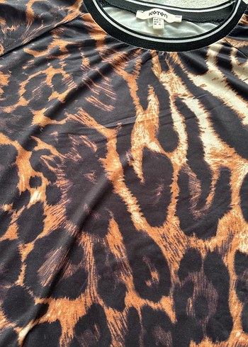 Kahverengi Desenli Kadın Bluz, Uzun Kollu, Salaş - Görsel 3