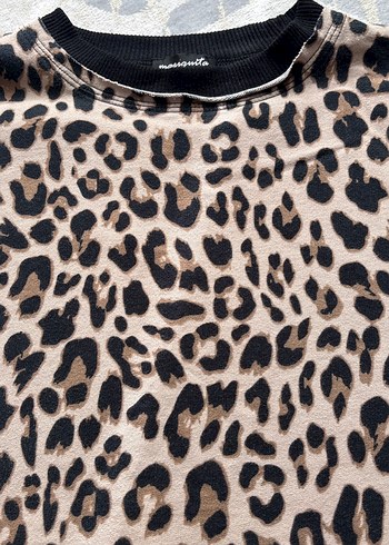 Kahverengi Leopar Desenli Kadın Sweatshirt - Görsel 2