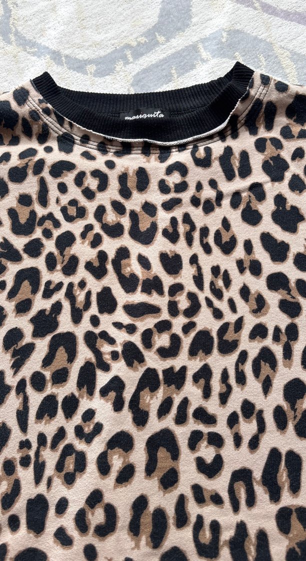 Kahverengi Leopar Desenli Kadın Sweatshirt - Görsel 2