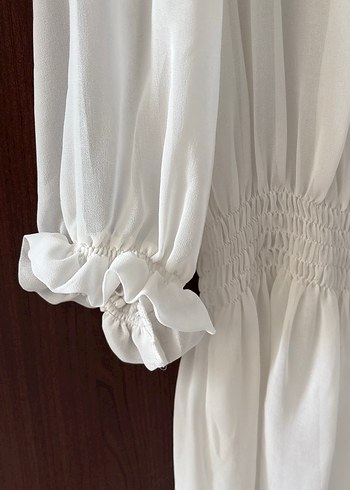 Beyaz Pilili Klasik Kadın Bluz - Görsel 3