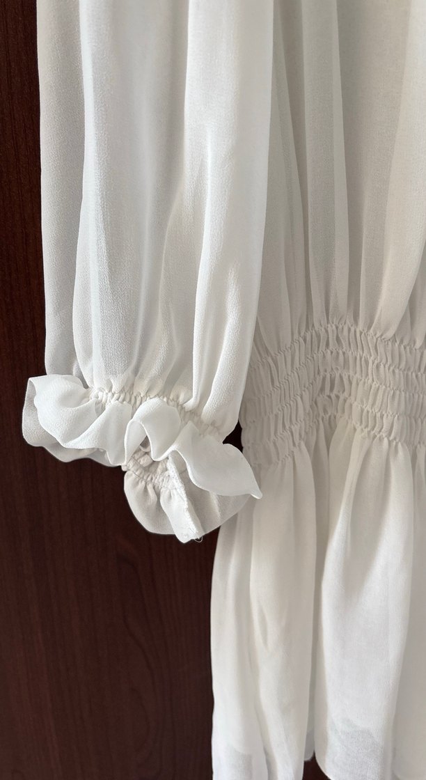 Beyaz Pilili Klasik Kadın Bluz - Görsel 3