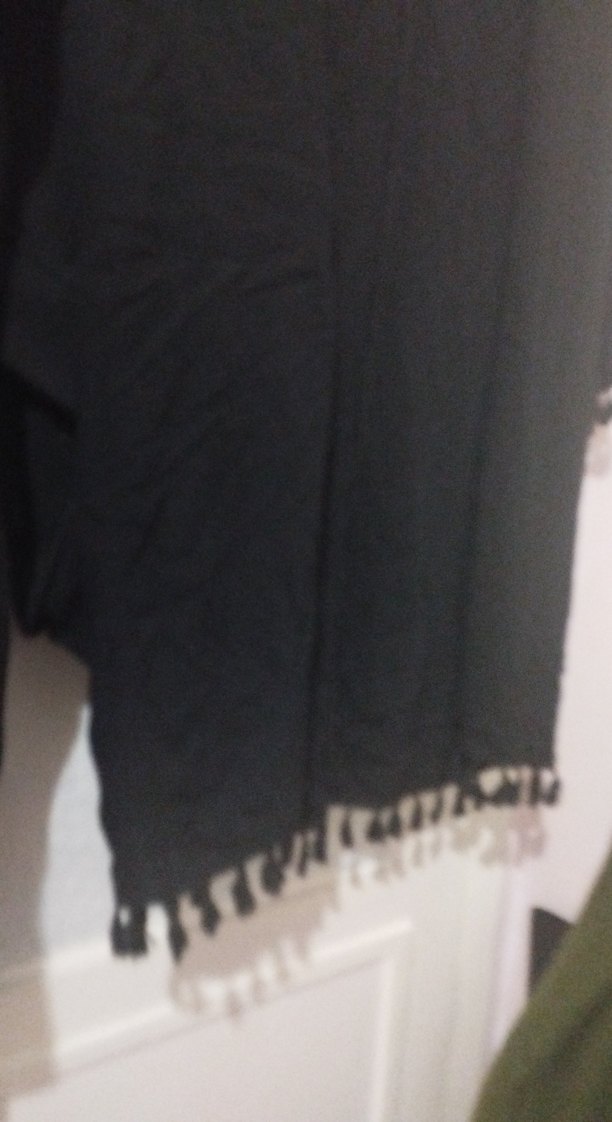 Uzun Siyah Bohem Kadın Kimono - Görsel 3