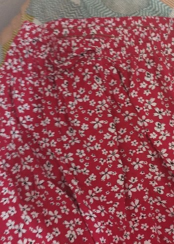 Kırmızı Çiçek Desenli Uzun Etek - Görsel 2