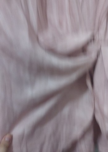 Pembe Keten Drapeli Midi Kadın Gömlek - Görsel 4