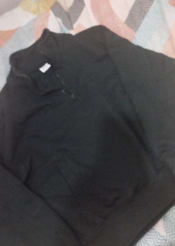 ZARA Siyah Yarım Fermuarlı Erkek Polar Sweatshirt - Görsel 3