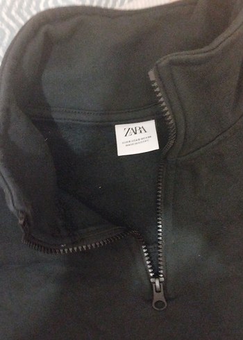 ZARA Siyah Yarım Fermuarlı Erkek Polar Sweatshirt - Görsel 2