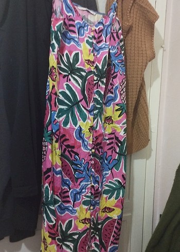 Renkli Düğmeli Uzun Bohem Kadın Elbise - Görsel 2