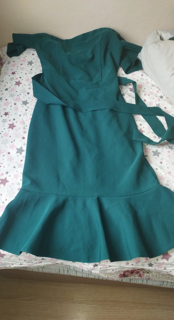 Yeşil Drapeli Uzun Kadın Abiye Elbise - Görsel 3