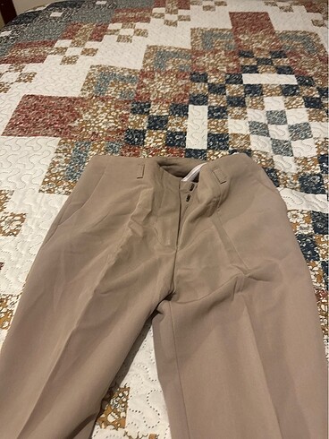 xs Beden camel Renk Ofise klasik Bej kumaş pantolon