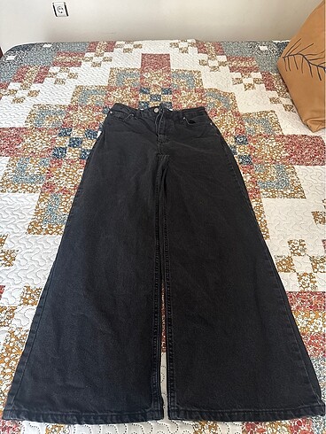 Siyah yüksek bel Culotte Jeans