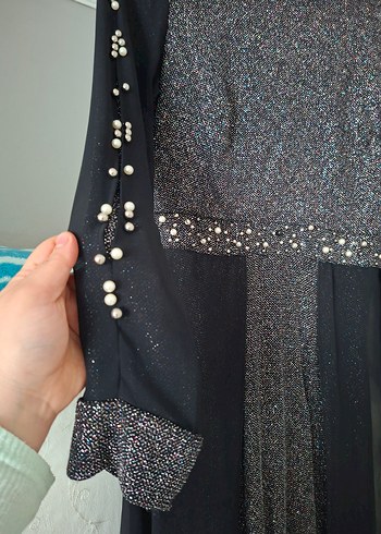 Uzun Siyah Gotik Drapeli Kadın Abiye Elbise - Görsel 4