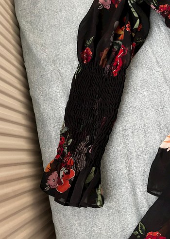 Çiçek Desenli Straplez Midi Kadın Elbise - Görsel 2