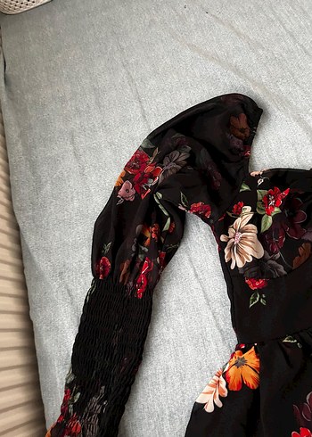 Çiçek Desenli Straplez Midi Kadın Elbise - Görsel 4