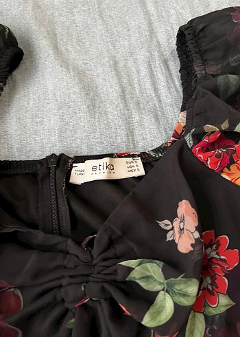 Çiçek Desenli Straplez Midi Kadın Elbise - Görsel 3