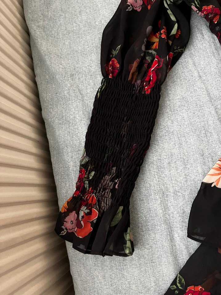 Çiçek Desenli Straplez Midi Kadın Elbise - Görsel 2