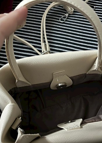 Bej Deri Kadın Çanta Tokalı - Görsel 5