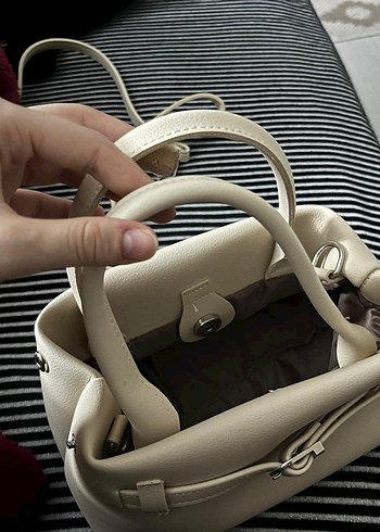 Bej Deri Kadın Çanta Tokalı - Görsel 6