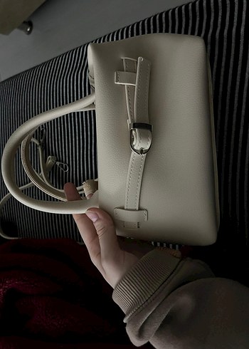 Bej Deri Kadın Çanta Tokalı - Görsel 2