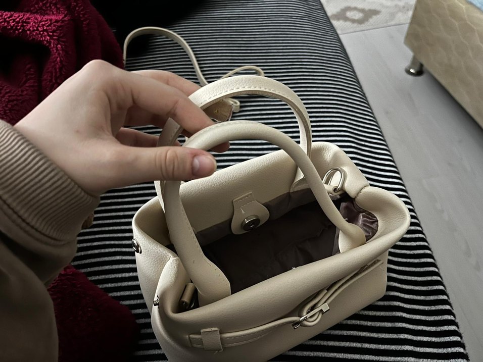 Bej Deri Kadın Çanta Tokalı - Görsel 4