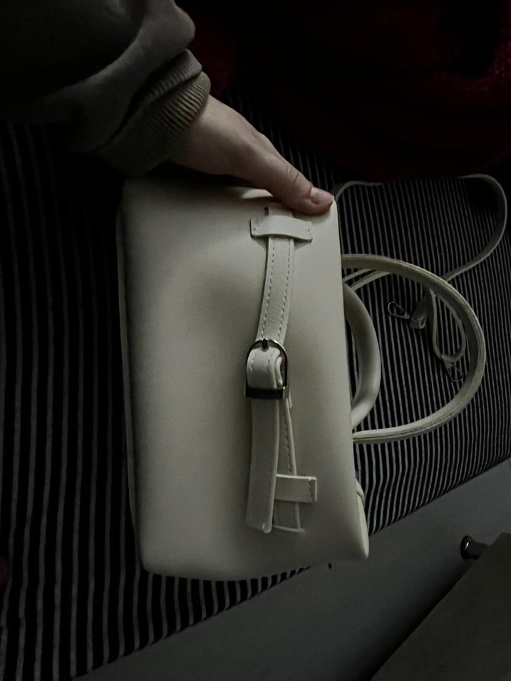 Bej Deri Kadın Çanta Tokalı - Görsel 3