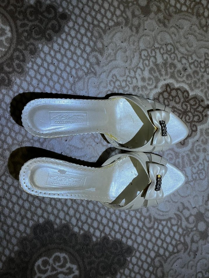 Beyaz Tokalı Stiletto Topuklu Kadın Abiye Ayakkabı - Görsel 2