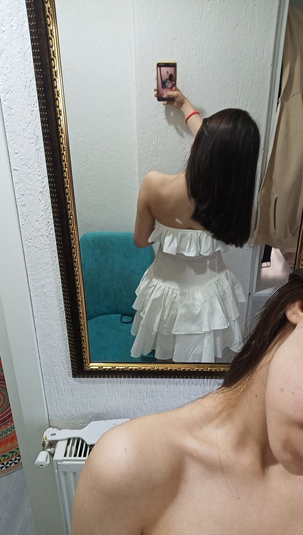 Beyaz Straplez Midi Bohem Mini - Görsel 5