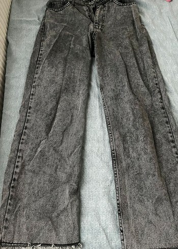 Gri Düğmeli Kadın Denim Pantolon - Görsel 3