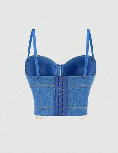 Sheinside Taşlı askılı kot crop