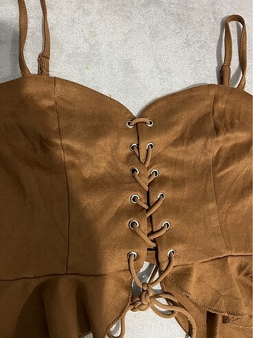 Sheinside Kadife bağcıkli crop