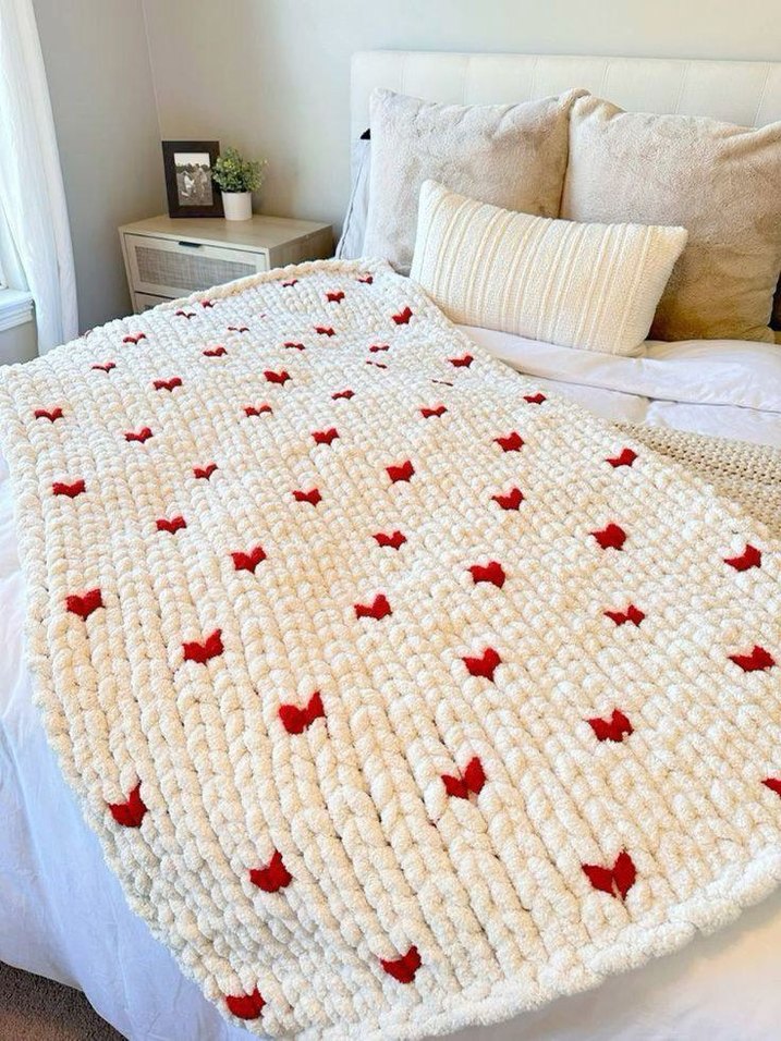 Nakışlı Kahverengi Örgü  Battaniye - Görsel 4