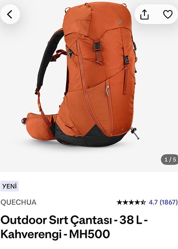 Decathlon Quechua Mh500 38l Turuncu Outdoor Sirt Cantasi