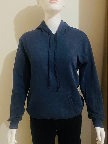 Diğer Mavi swetshirt kapşonlu