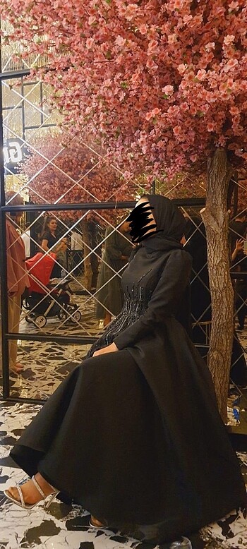 38 Beden siyah Renk Siyah taşlı tesettür abiye