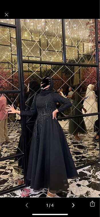 38 Beden Siyah taşlı tesettür abiye