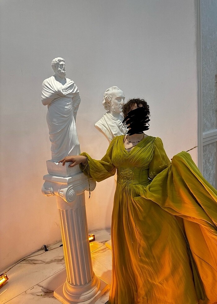 Yağ yeşili abiye elbise - Görsel 3