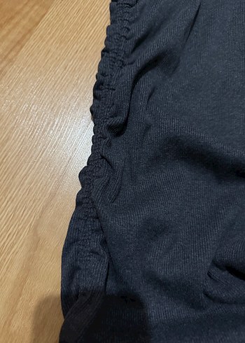 Gri Kısa Kollu fitilli elbise - Görsel 3