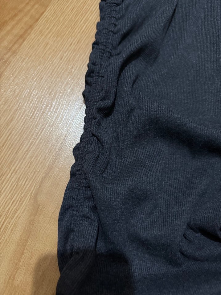 Gri Kısa Kollu fitilli elbise - Görsel 3