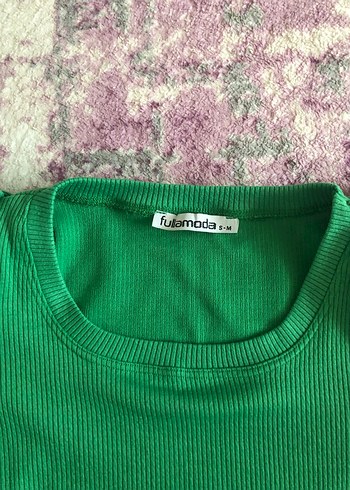 Balon kol Yeşil Kısa Kollu crop / bluz - Görsel 4