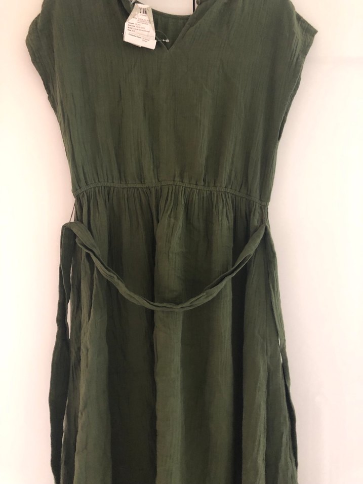 Yeşil Keten , Pilili, Kolsuz elbise etiketi üzerinde - Görsel 3